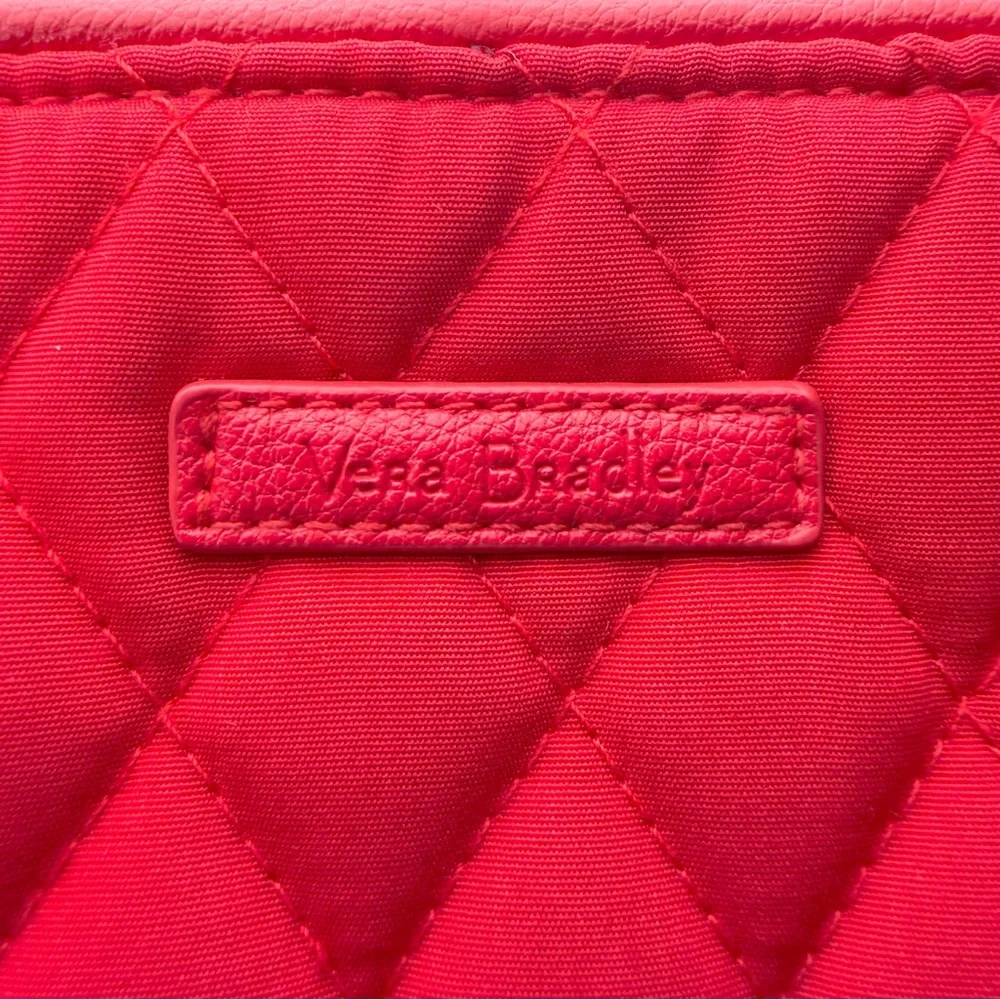Vera Bradley On The Square Wristlet Crossbody Red Microfiber Quilted Purse EUC